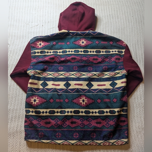 VTG Gottschalks Windbreaker Reversible Aztec Southwestern Fleece Women's Small - Picture 2 of 11